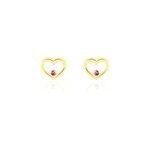 Boucles d'oreilles puces martella or jaune rubis