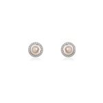 Boucles d'oreilles puces mathie argent blanc perle de culture et oxyde