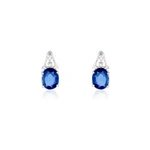 Boucles d'oreilles puces or blanc marie saphirs diamants