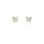 Boucles d'oreilles puces or jaune cercis strass