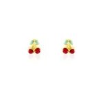 Boucles d'oreilles puces or jaune helicie email