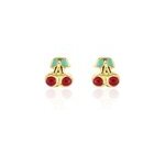 Boucles d'oreilles puces or jaune helicie email
