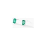 Boucles d'oreilles puces ovale or blanc emeraude