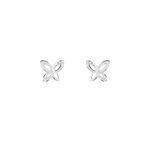 Boucles d'oreilles puces papillon or blanc diamant
