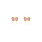 Boucles d'oreilles puces papillon rose or jaune Boucles d'oreilles puces papillon rose or jaune