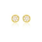 Boucles d'oreilles puces pastille serti clos or jaune oxyde