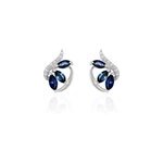 Boucles d'oreilles puces petale or blanc saphir et diamant Boucles d'oreilles puces petale or blanc saphir et diamant