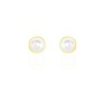 Boucles d'oreilles puces siera or jaune perle de culture
