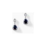 Boucles d'oreilles puces sissi or blanc saphir et diamant