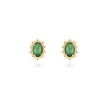 Boucles d'oreilles puces vintage love plaqu or jaune aventurine