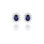 Boucles d'oreilles puces vladimir or blanc saphir et diamant Boucles d'oreilles puces vladimir or blanc saphir et diamant