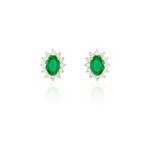 Boucles d'oreilles puces vladimir or jaune diamant et emeraude Boucles d'oreilles puces vladimir or jaune diamant et emeraude