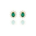 Boucles d'oreilles puces vladimir or jaune diamant et emeraude Boucles d'oreilles puces vladimir or jaune diamant et emeraude