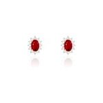 Boucles d'oreilles puces vladimir or jaune diamant et rubis
