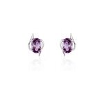 Boucles d'oreilles puces vrille ovale or blanc amethyste Boucles d'oreilles puces vrille ovale or blanc amethyste