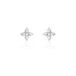 Boucles d'oreilles puces winter flower or blanc oxyde de zirconium