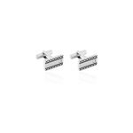 Boutons de manchette clement acier blanc oxyde de zirconium