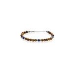 Bracelet acier blanc delfino oeil de tigre sodalite