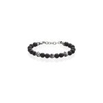 Bracelet acier blanc hantz pierre de lave Bracelet acier blanc hantz pierre de lave