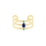 Bracelet jonc melissane acier jaune pierre de synthese