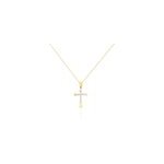 Collier canice croix or jaune diamant
