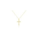 Collier croix or jaune diamant