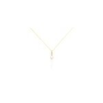 Collier tesnimae or jaune oxyde de zirconium et perle de culture