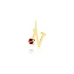Pendentif helidie coccinelle lettre or jaune