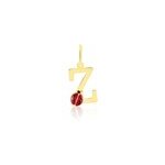 Pendentif helidie coccinelle lettre or jaune