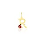 Pendentif helidie coccinelle lettre or jaune