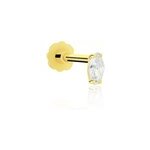 Piercing d'oreille or jaune albiza oxyde de zirconium