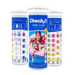 Bandelettes de test check2o ph, tac, chlore libre et stabilisant, chlore total, th